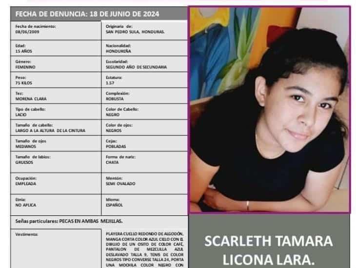 Adolescente hondureña desapareció en Coatzacoalcos