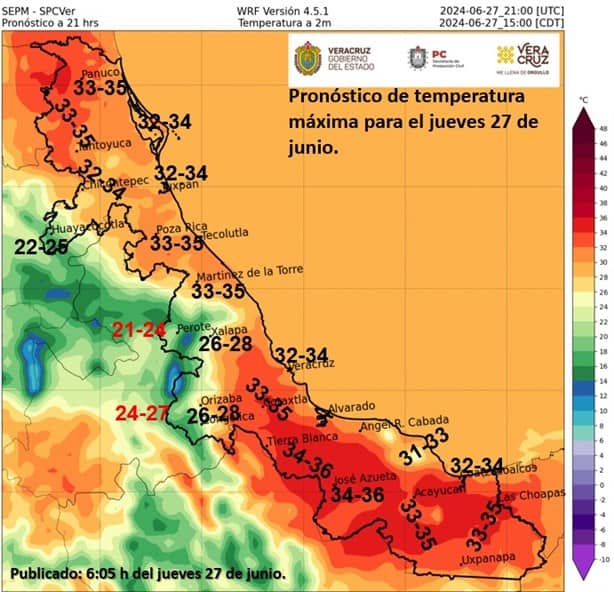 Así estará el clima en Veracruz este jueves 27 de junio