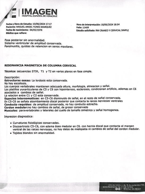 Yunes Márquez advierte que no asistirá a las audiencias; reafirma estado de salud