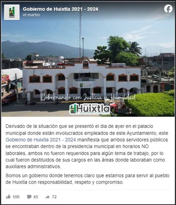 Los despiden tras cacharlos haciendo el delisucio en palacio municipal de Chiapas (+Video)