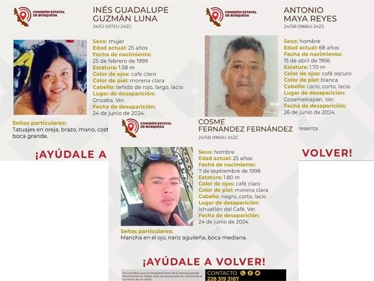 Dos hombres y una mujer son reportados como desaparecidos en el centro de Veracruz