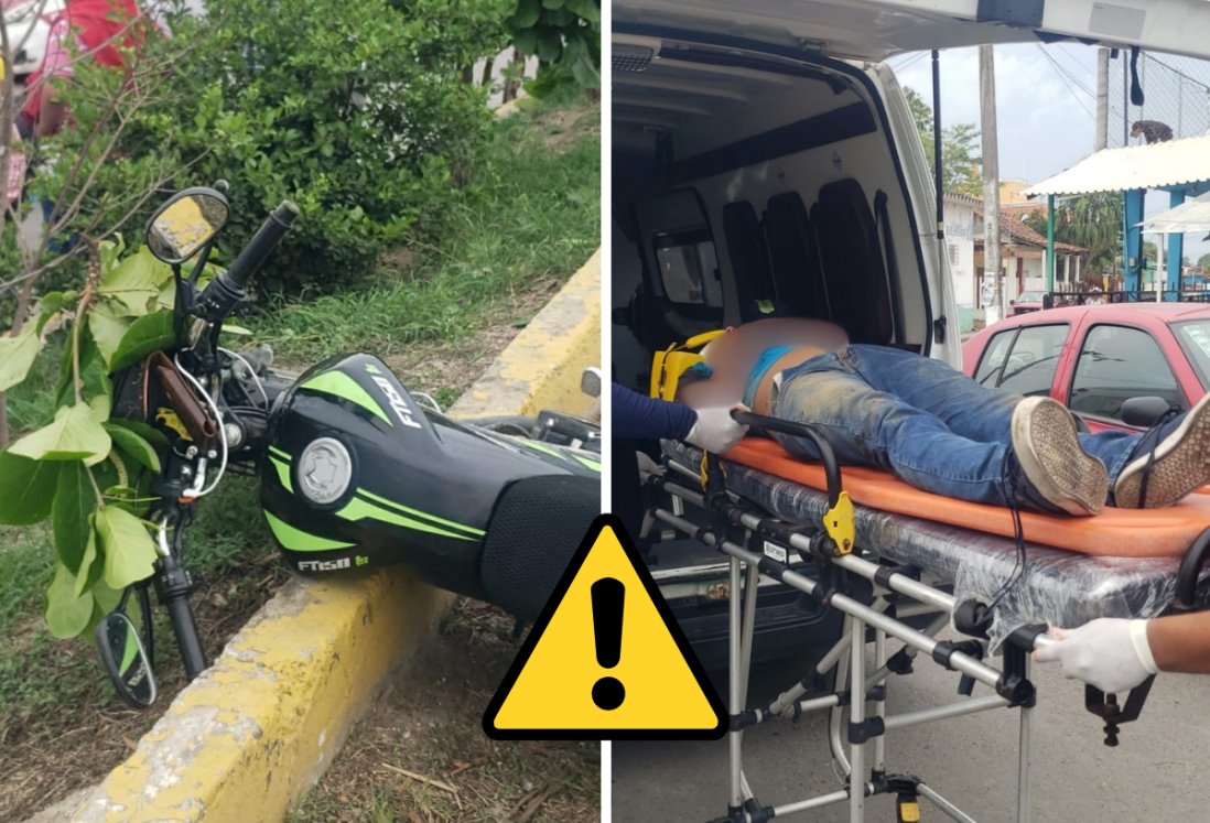 Aparatoso accidente en Boulevard Miguel Alemán de Cosamaloapan deja a motociclista gravemente herido