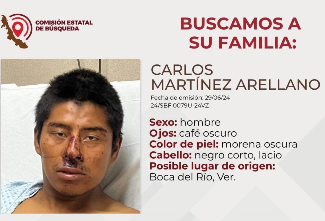 Urge localizar a la familia de Carlos Martínez Arellano, está hospitalizado en Veracruz