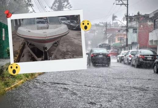 Se viraliza lancha en una colonia de Xalapa: ¿Para navegar en la lluvia?, esto sabemos
