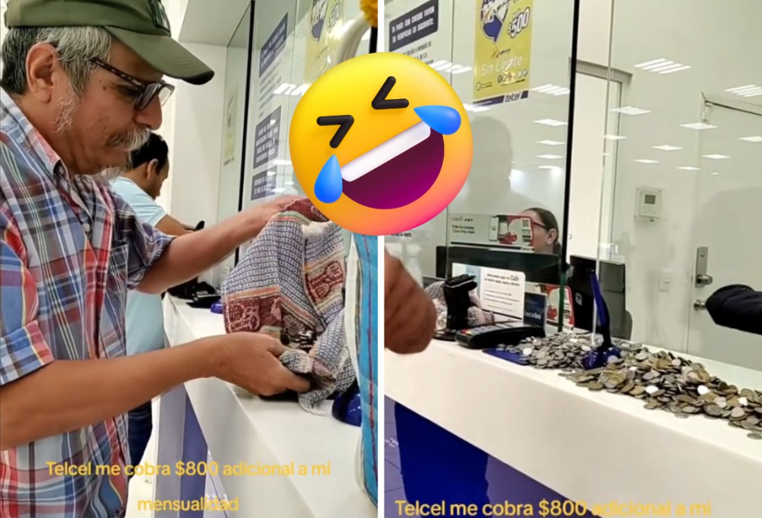 ¡Dulce venganza! Hombre paga deuda de Telcel con puros centavos | VIDEO VIRAL