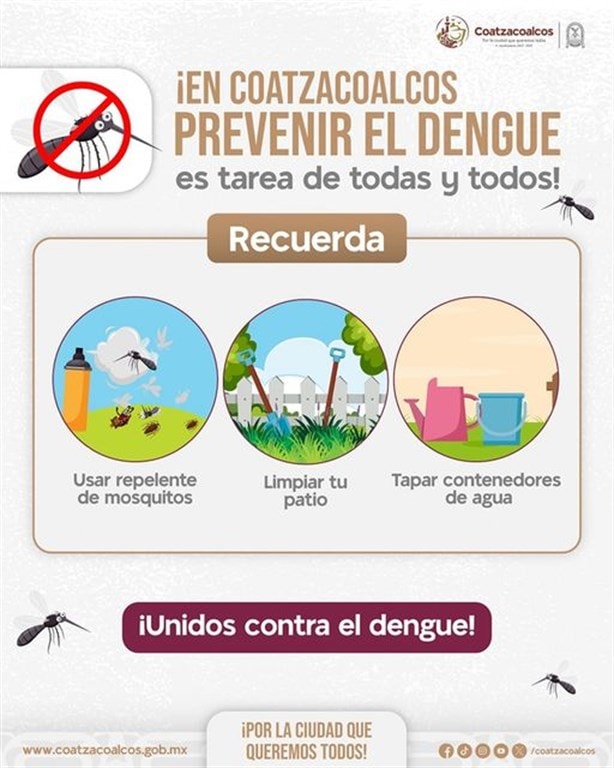 Autoridades de Coatzacoalcos emiten estas recomendaciones para prevenir el dengue
