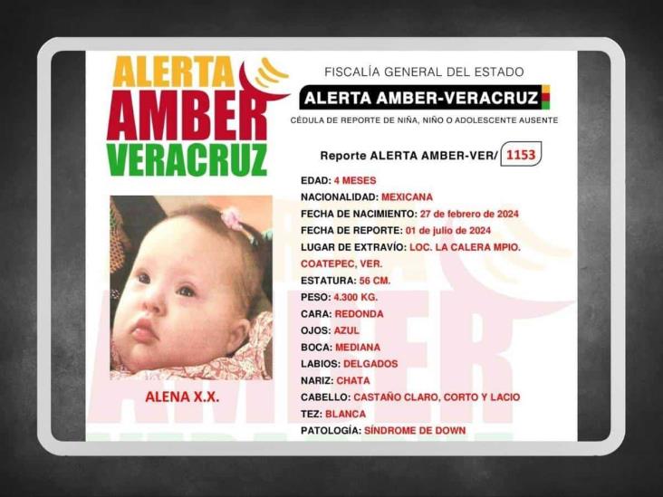 ¿Dónde está Alena? Emiten Alerta Amber por bebé desaparecida en Coatepec