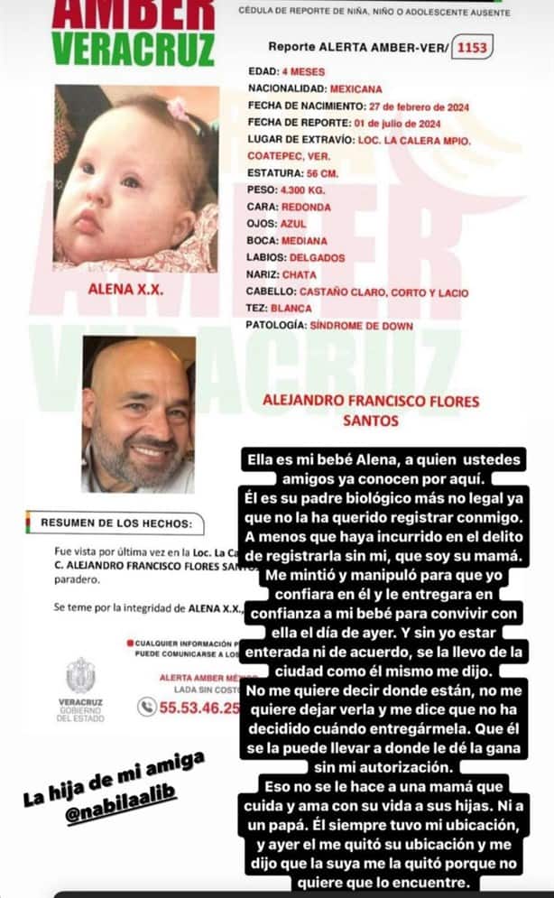 ¿Dónde está Alena? Emiten Alerta Amber por bebé desaparecida en Coatepec