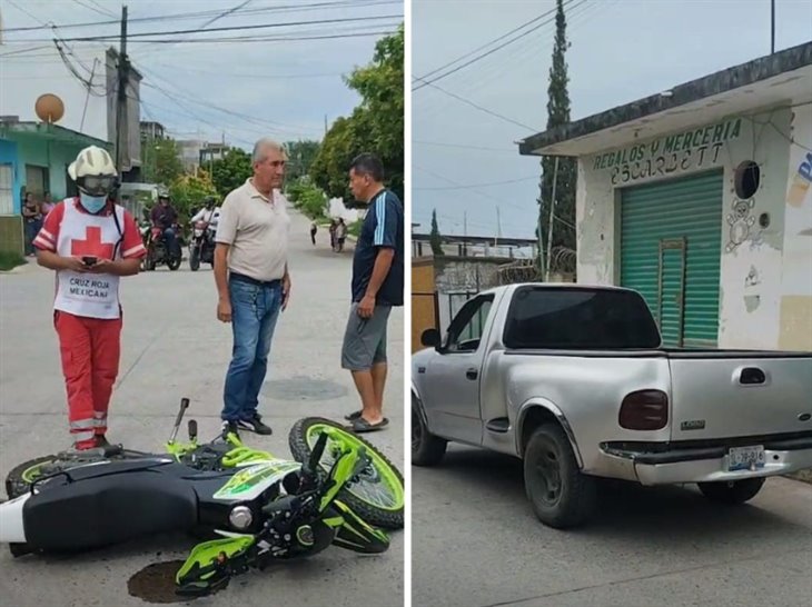 Motociclista resulta lesionado tras choque contra camioneta en Martínez