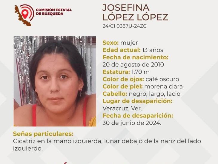 Buscan a Josefina López de 13 años, desapareció en la ciudad de Veracruz