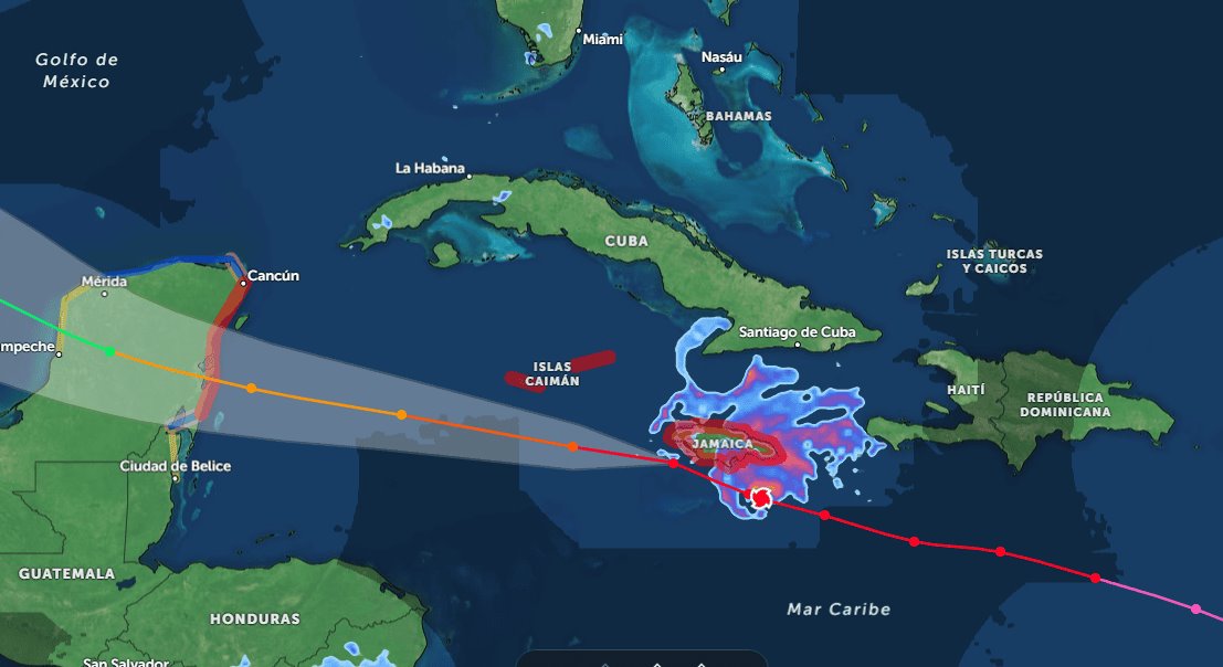 Huracán Beryl 2024: mapa para ver la potencia de su trayectoria