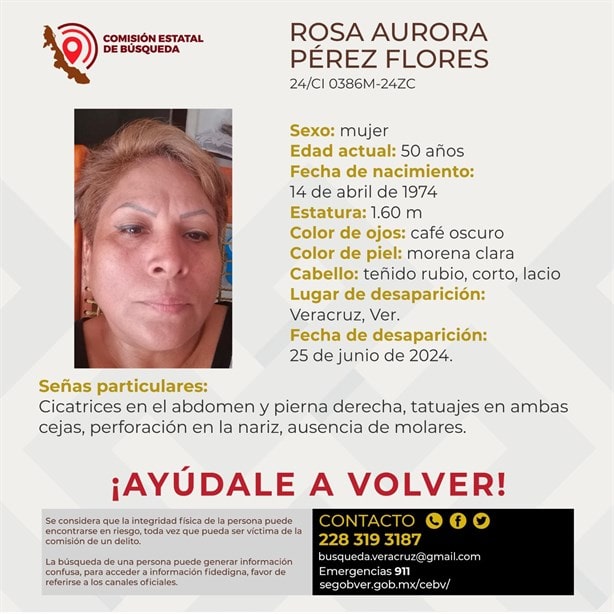 Rosa Aurora cumple 9 días desaparecida en Veracruz; sus familiares piden ayuda para localizarla
