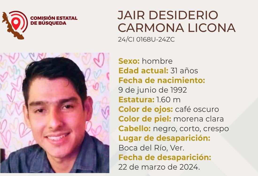 Jair Carmona desapareció en Boca del Río; familia pide ayuda para localizarlo