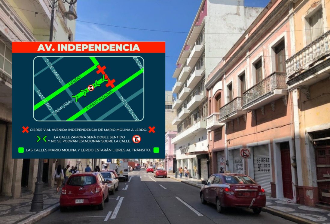 Anuncian cierre vial por obras en el Centro Histórico de Veracruz