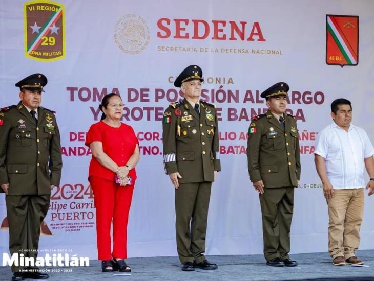 Participa Carmen Medel en la Toma de Posesión del Teniente Coronel Rogelio Aguilar Yañez