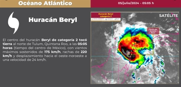 Huracán Beryl toca tierra en Tulum, Quintana Roo con vientos de 175 km/h