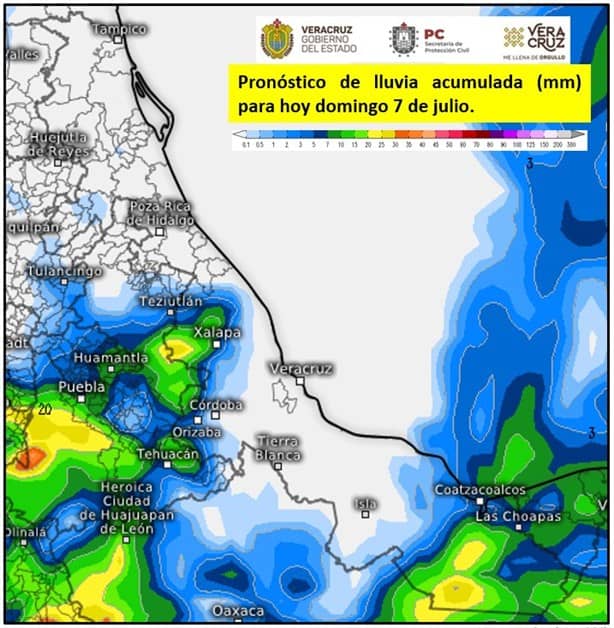 En estas regiones de Veracruz habría lluvias y posibilidad de emergencias