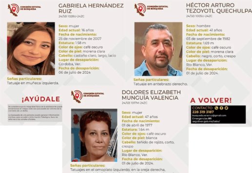 Buscan a 3 desaparecidos en la zona centro de Orizaba; entre ellos una menor de edad