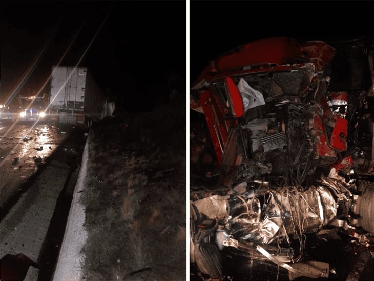 Se registra aparatoso choque de dos tráileres en la autopista Perote-Cantona