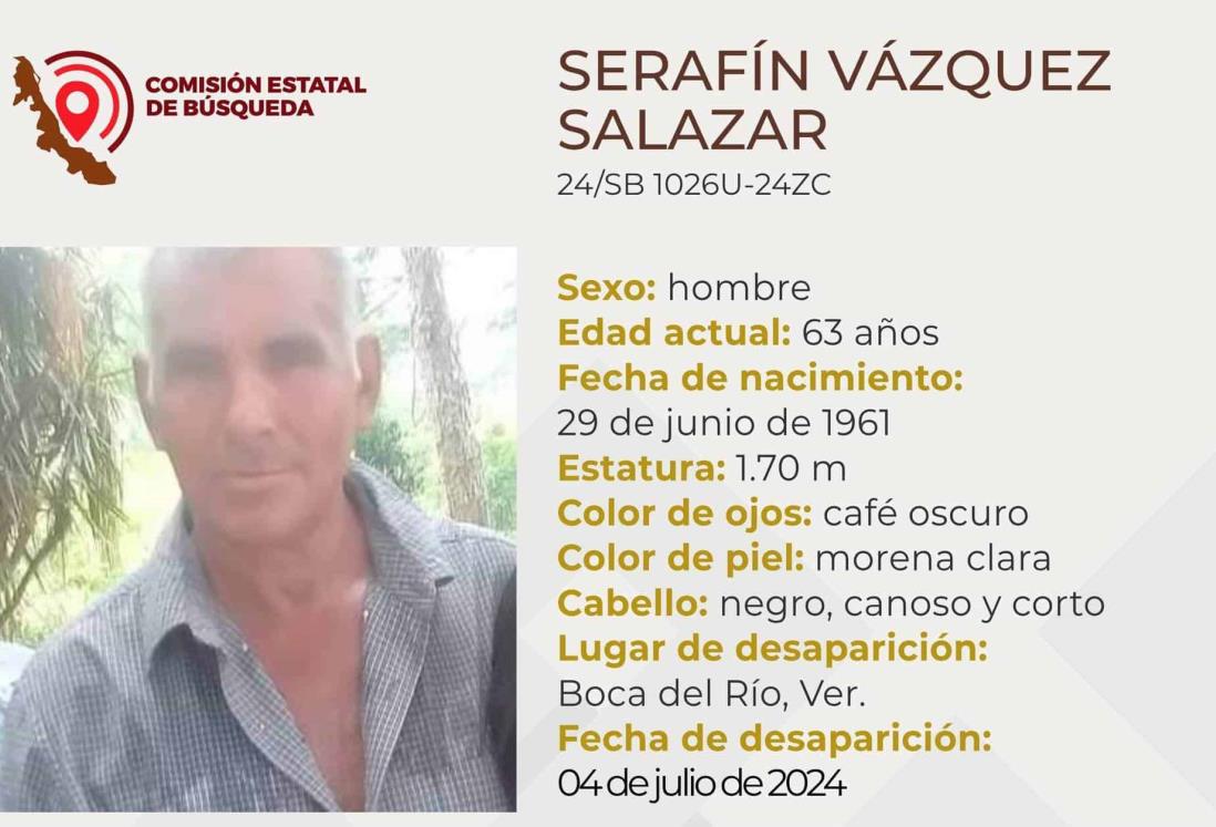 Desaparece el señor Serafín Vázquez Salazar en Boca del Río, Veracruz