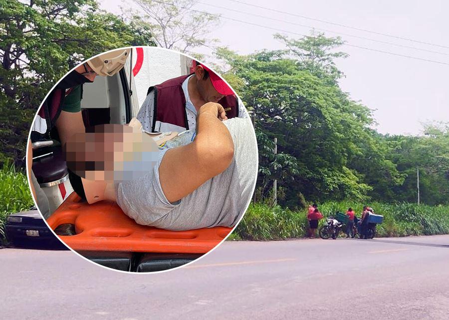 Sayuleño herido tras accidente de motocicleta en San Juan Evangelista 