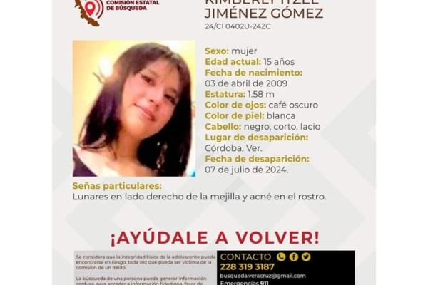 Joven cordobesa de 15 años es reportada como desaparecida