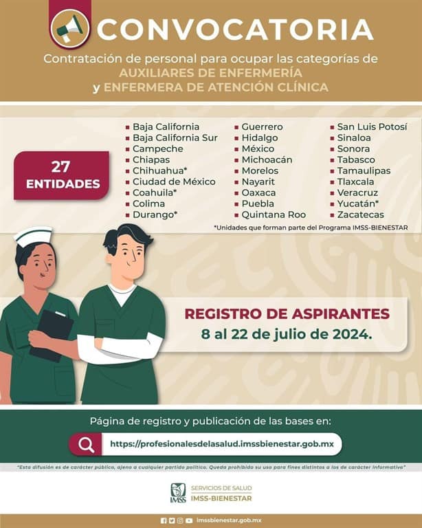 IMSS Veracruz: así puedes inscribirte para ser auxiliar de enfermería y enfermera de atención clínica