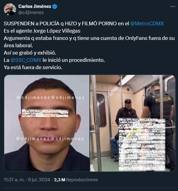 ¿No eran actores? Por video de Luna Bella en el metro, suspenden a policía de la CDMX