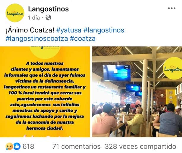 Restaurante Langostinos: así lo despidieron en Facebook tras el ataque con bombas molotov