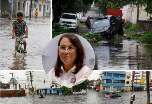 Ante inundaciones en Veracruz, Nahle exige diagnóstico y alista plan de acción