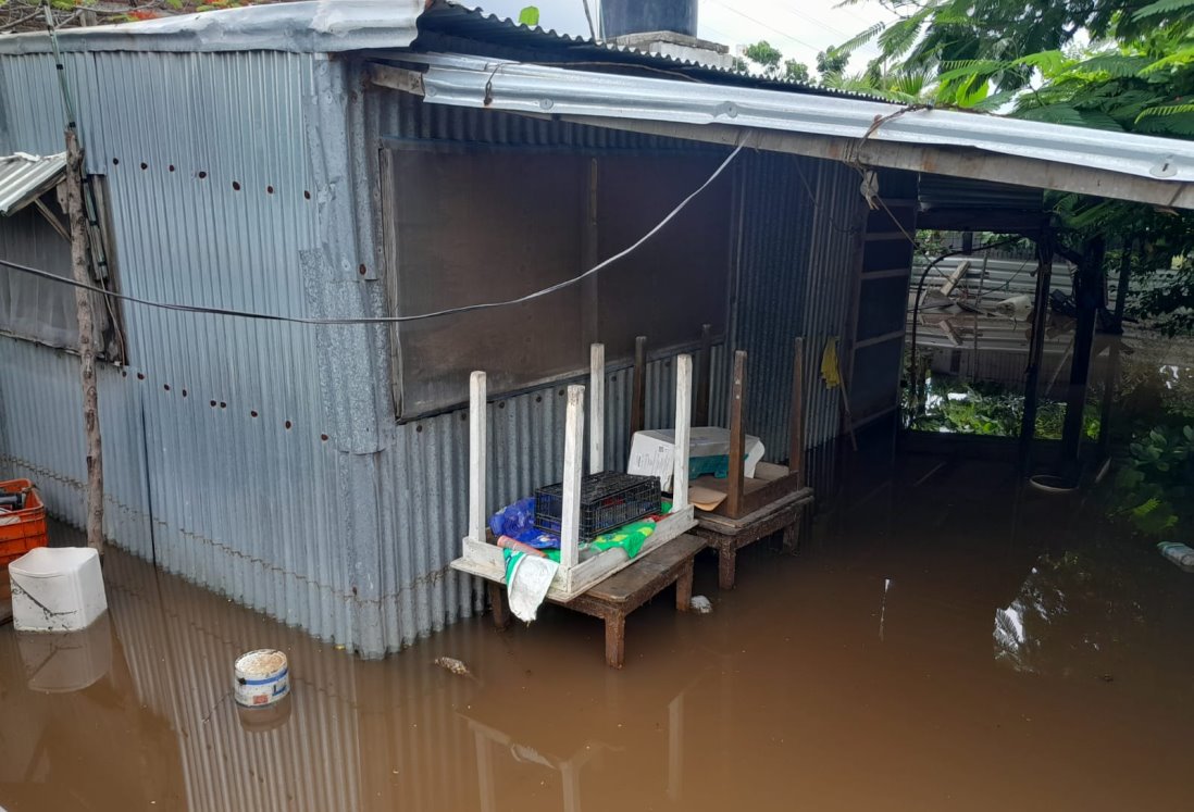 Colonia López Obrador bajo el agua y tierra a causa de las lluvias en Veracruz