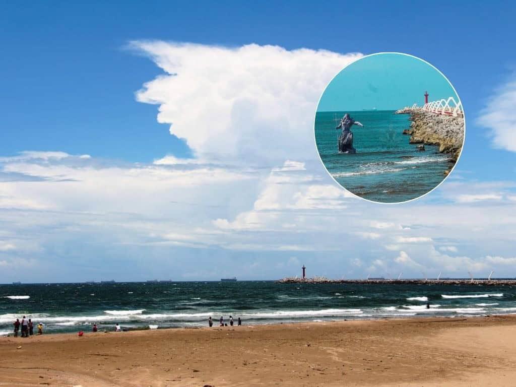 ¿Real o fake? Circula fotografía de la estatua de Poseidón en playas de Coatzacoalcos