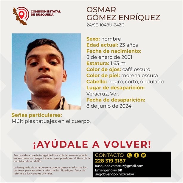 Buscan a Osmar Gómez, cumple un mes desaparecido en la ciudad de Veracruz