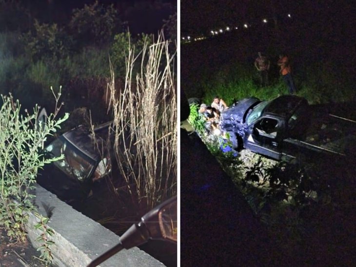 Camioneta cae a un arroyo en la carretera Xalapa-Alto Lucero ¡por esquivar un bache! 