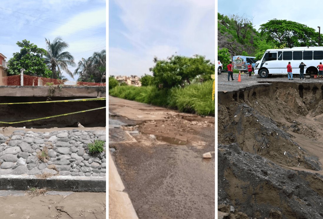 Cuidado al transitar por estas calles de Veracruz, se formaron socavones por las lluvias