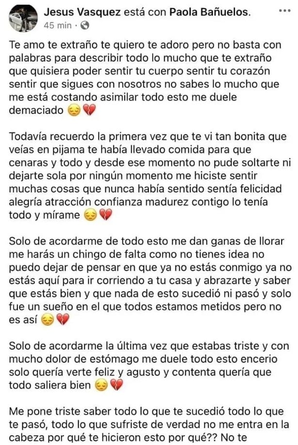 Paola Bañuelos: Su novio la despide con emotivo mensaje en redes sociales tras su feminicidio