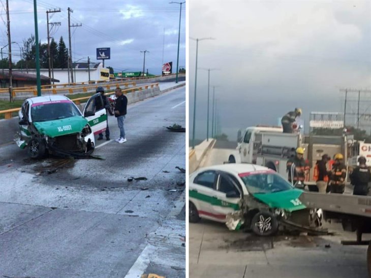 Fuerte choque: taxi se impacta en la avenida Lázaro Cárdenas de Xalapa 