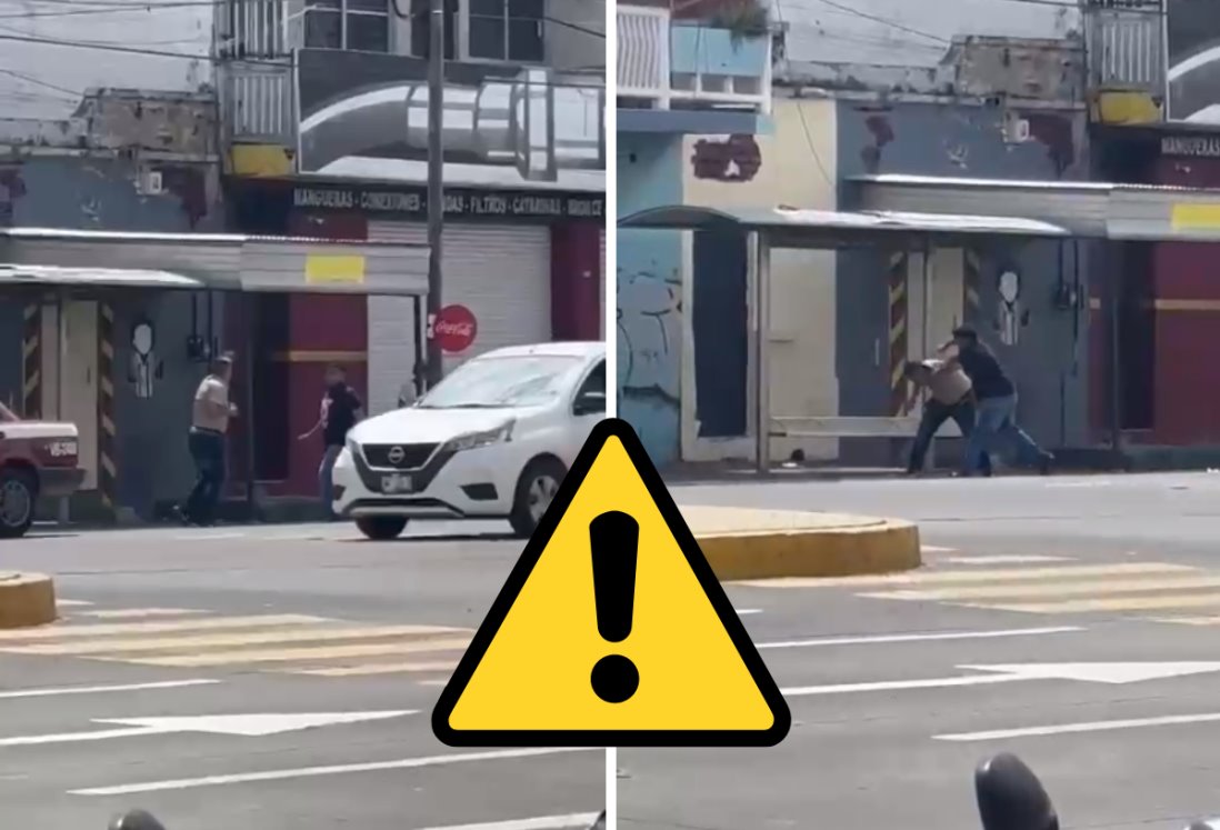 Captan pelea callejera en pleno Centro de Veracruz | VIDEO