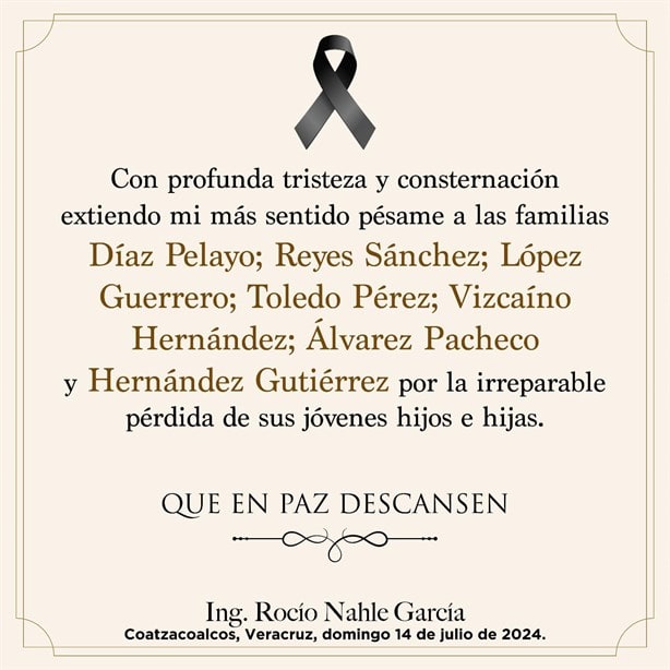 Rocío Nahle expresa condolencias sobre tragedia en río calzadas de Coatzacoalcos