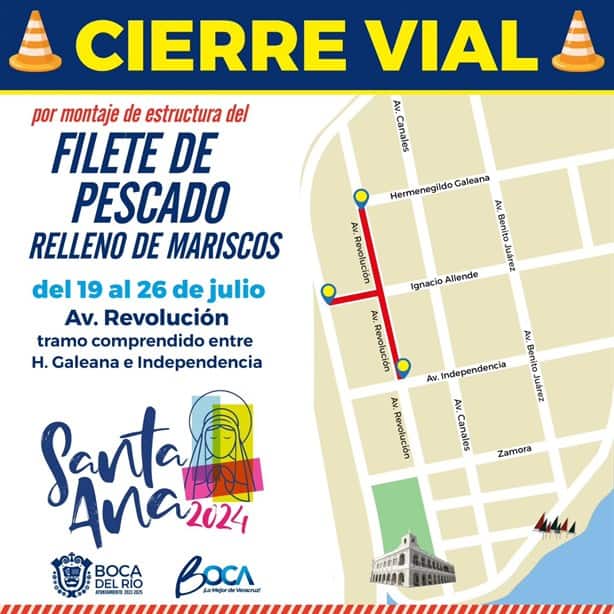 Cierran avenida de Boca del Río por una semana por las fiestas de Santa Ana 2024