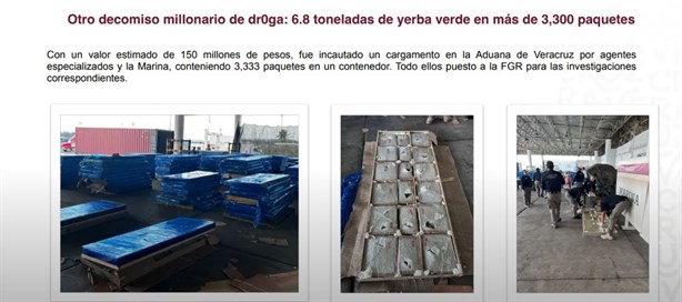 Drogas aseguradas en puerto de Veracruz tienen un valor de más de 100 mdp