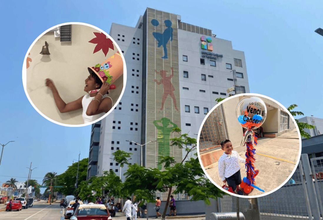 Niños del Hospital Infantil de Veracruz tocan la campana tras vencer el cáncer