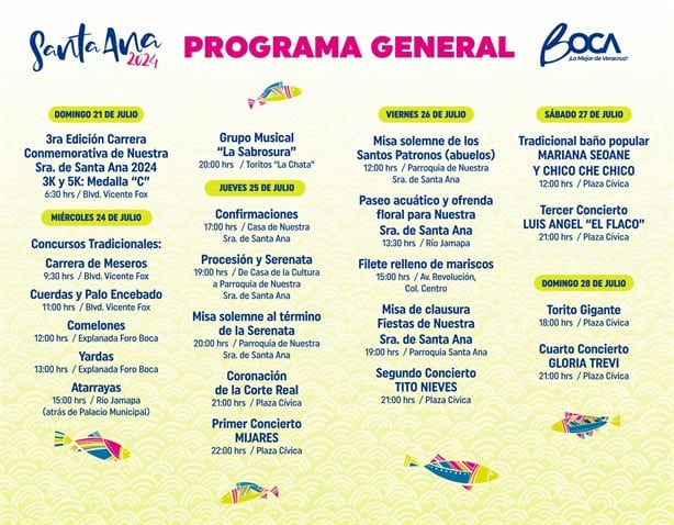Fiestas de Santa Ana 2024: estas son las actividades del 24 al 26 de julio en Boca del Río