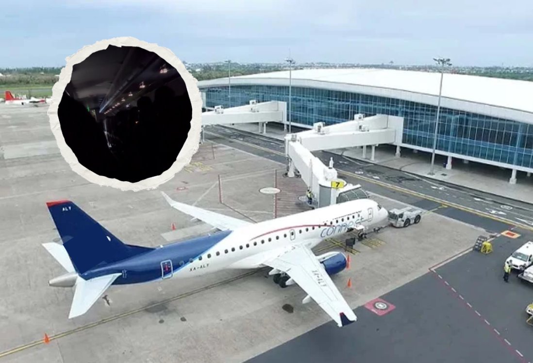 Pasajeros captan en VIDEO aterrizaje de emergencia en aeropuerto de Veracruz por supuesta falla de motor