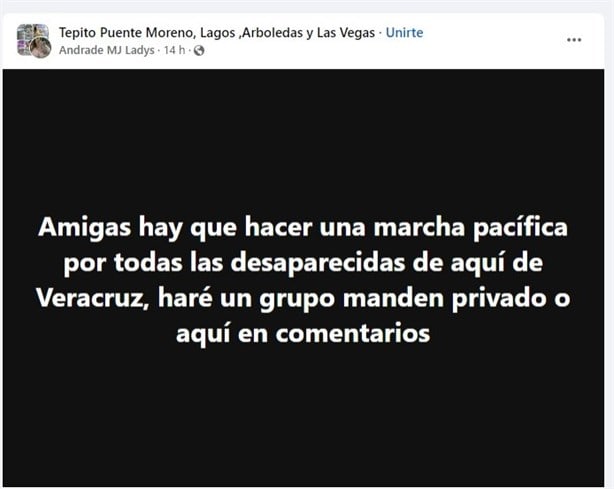 Convocan en redes sociales a marchar por mujeres desaparecidas en Veracruz