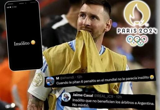 Usuarios cargan contra Messi por su reacción tras el Argentina vs Marruecos en París 2024