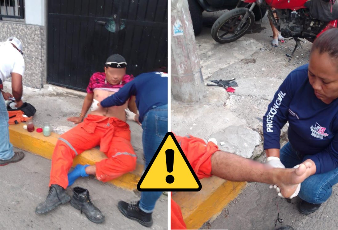 Joven motociclista derrapa y es hospitalizado en Úrsulo Galván, Veracruz