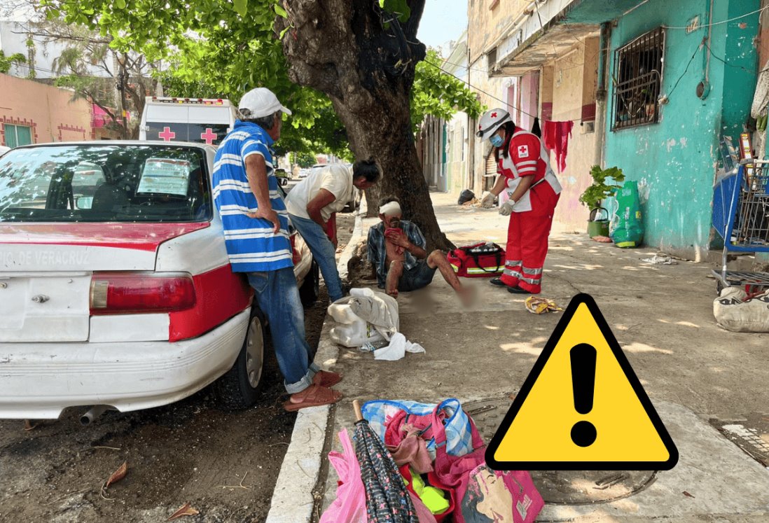 Pareja apedrea a chatarrero por renta en colonia Centro de Veracruz