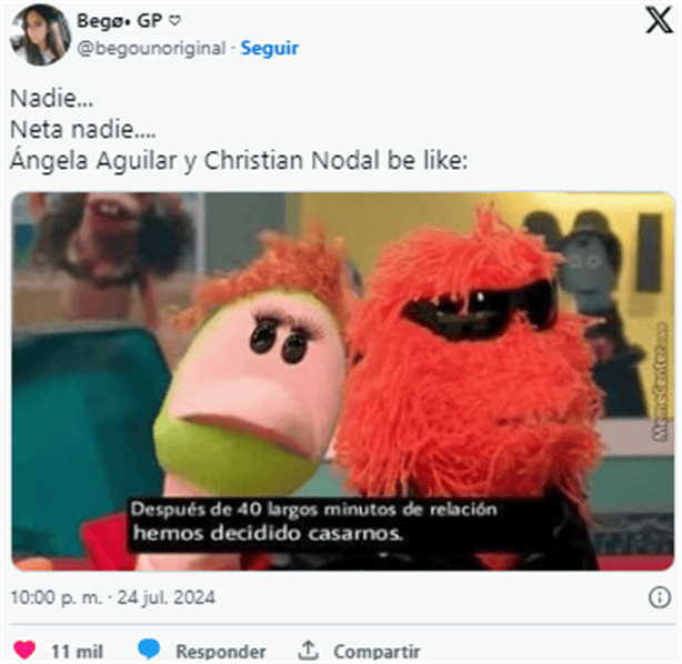 Llegaron los MEMES tras boda de Christian Nodal y Ángela Aguilar