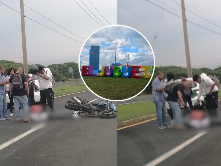 Motociclista resulta lesionado tras caída en la carretera Xalapa-Tamarindo, frente a Plaza El Juguete 